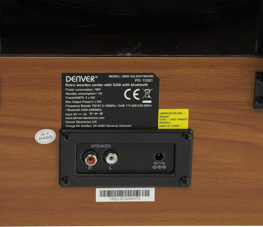 Denver MRD-52 111201210020 Βαλιτσάκι Πικάπ με Προενίσχυση και Ενσωματωμένα Ηχεία Καφέ