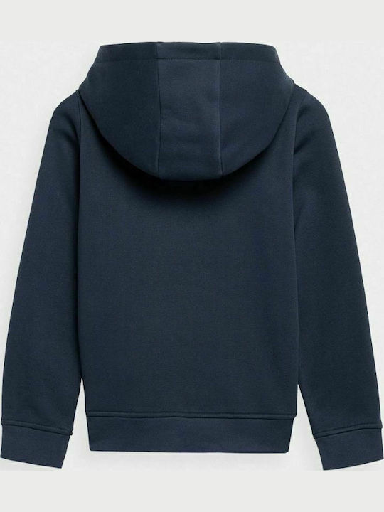Athletic Kids Sweatshirt Cardigan Cotton with Hood Navy Blue