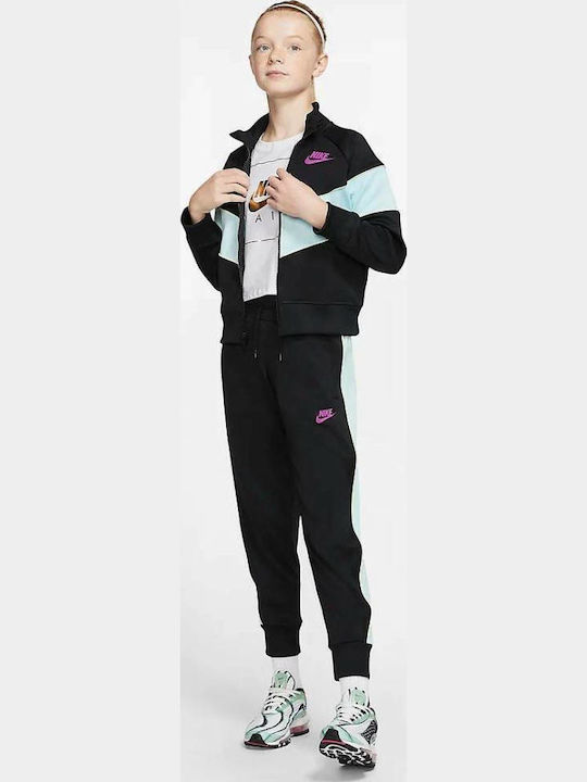 Athletic Kids Sweatshirt Cardigan Knitted with Hood Black Sportswear Heritage