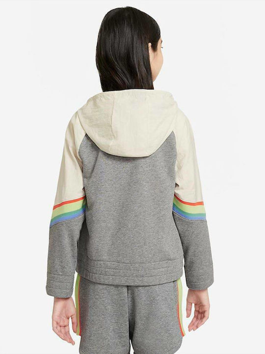 Kids Sweatshirt Cardigan With Hood And Pockets Grey Heritage
