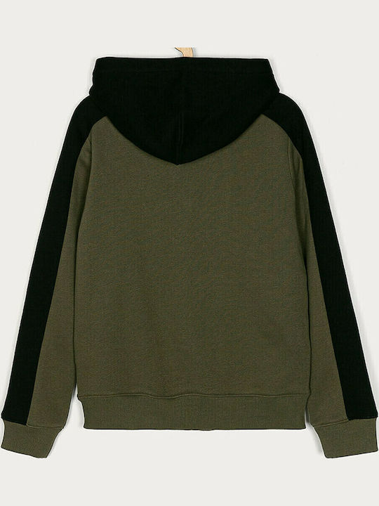 Kids Sweatshirt Cardigan Green Colour Block Zip Through