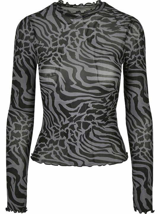 Bluze Damă Mânecă Lungă Animal Print Asphalt/Negru