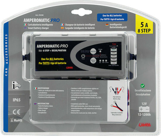Lampa Amperomatic Pro Încărcător Baterie Auto și Motocicletă 12V