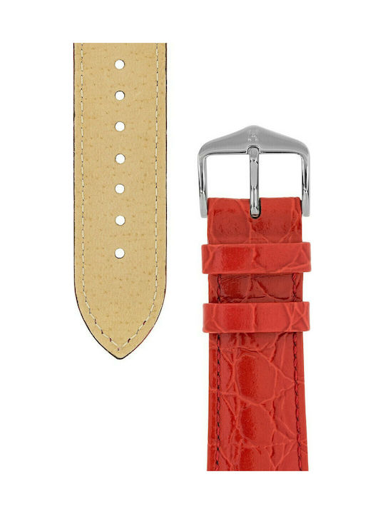 Hirsch Crocograin Medium Leather Strap Red 18mm