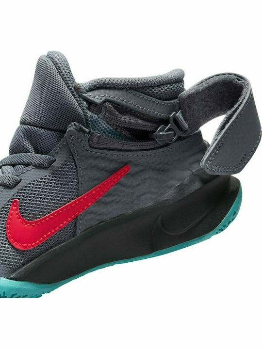 Team Hustle D 10 FlyEase Incaltaminte Sport Copii Baschet Cu Închidere Hoop & Loop Gri