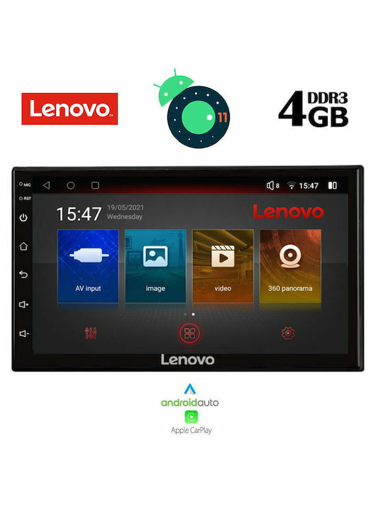 Lenovo Car-Audiosystem 2DIN (Bluetooth/USB/AUX/WiFi/GPS/Apple-Carplay) mit Touchscreen 7"