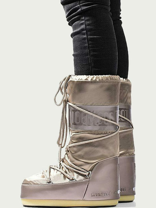 Snow Boots with Rubber / Laces Icon Glance Gold