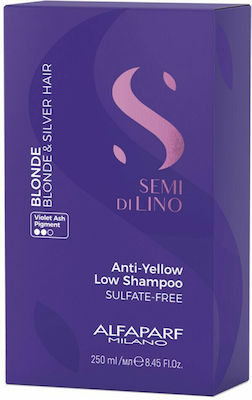 Alfaparf Milano Semi di Lino Anti - Yellow Low Shampoos Color Maintenance for Coloured Hair 250ml