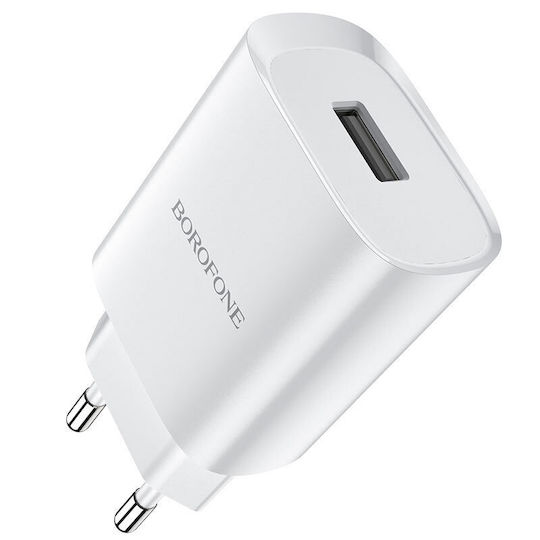 Borofone Charger with USB-A Port and Cable USB-C Whites (BN1)