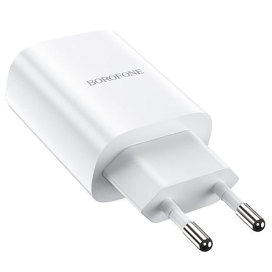 Borofone Charger with USB-A Port and Cable USB-C Whites (BN1)