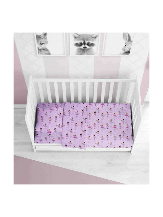 Dimcol Ballerina Baby Sheet Cradle Flannel Lilac 80x110cm