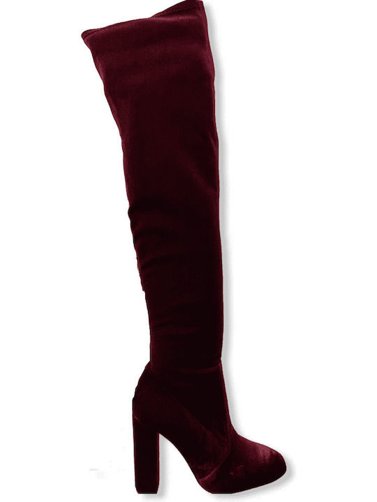 Damenstiefel Über dem Knie Burgundisch