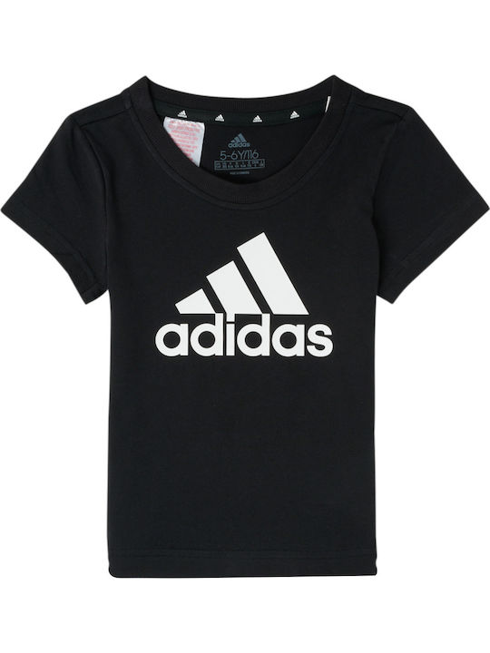 Kinderoberteile T-Shirt Schwarz Essentials Zwei-Farben Großes Logo
