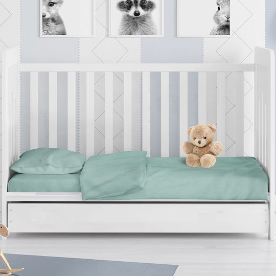 Dimcol Solid Baby Sheet Cradle Cotton Turquoise 80x110cm
