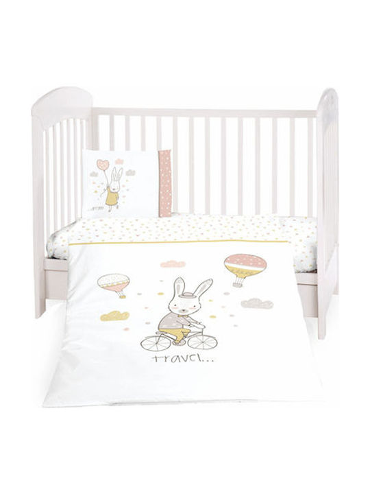 Kikka Boo Rabbits in Love Baby Sheets Set Crib Cotton Fitted White 70x140cm 3pcs 41101030127