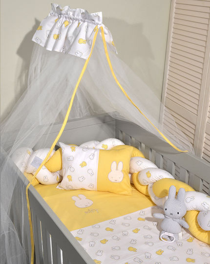 Miffy Комплект Бебешки Чаршафи За Количка Памучни Жълти 110x160бр 3бр