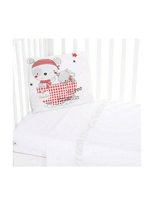 Kikka Boo Pirates Baby Sheets Set Crib Cotton Fitted White 70x140cm 3pcs 41101030104