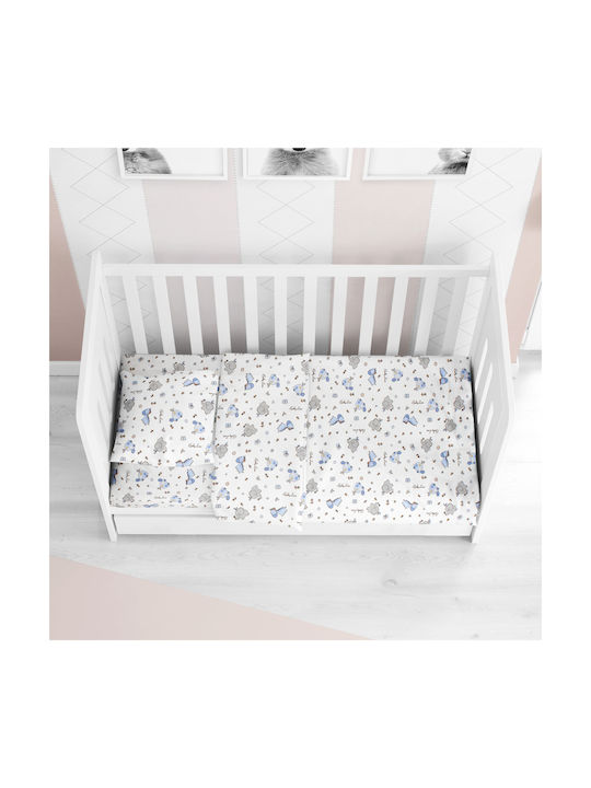 Dimcol Elephant Baby Sheet Crib Cotton Fitted 174 Blue 70x140cm 1916118407117470