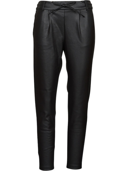 Dama Talie înaltă Tesatura Pantaloni cu Elastic cu Croială Carrot Negru