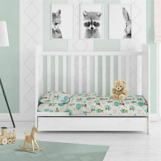 Dimcol Reach the Stars Baby Bettlaken Für Krippe Baumwolle Angepasst Grün 70x140cm