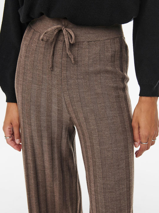 Femei Talie înaltă Din material textil Pantaloni cu elastic cu Croială Slim Cu dungi Castan Mel