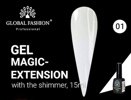 Global Fashion Magic Extension 1 9034 Builder Gel Νυχιών Λευκό 15ml