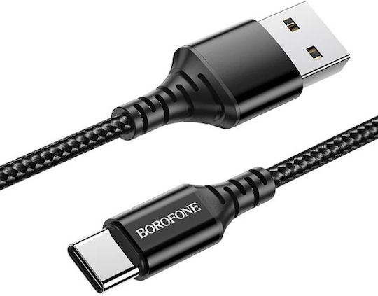 Borofone BX54 Geflochtenes USB Typ-C Kabel USB 2.0 männlich - USB-A Schwarz 1m