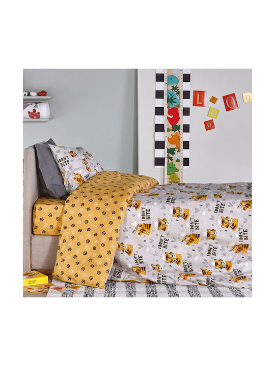 Kentia Sheet Set Single Cotton Tiger Yellow 170x270cm 3pcs