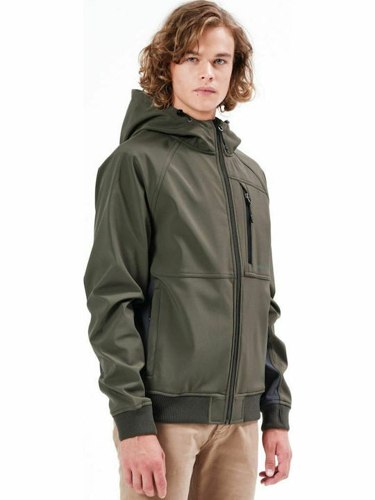 Winter Jacke Softshell Wasserdicht und Winddicht Army Green / Grey