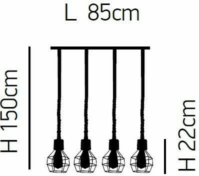 Home Lighting Reglabil Lustră Negru Calea ferată pentru 4 Becuri E27 85cm.