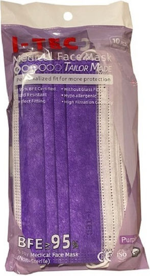 i-tec Face Mask single-use 3ply Protective Mask Non-Reusable Surgical Purple 10pcs