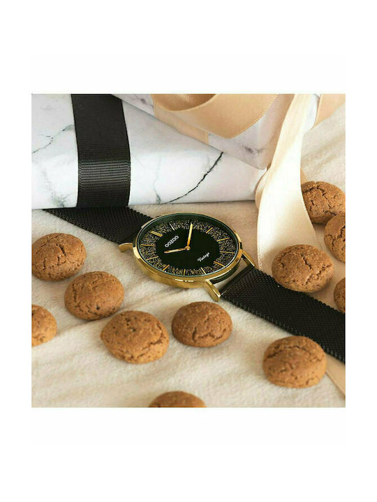 Oozoo Vintage Watch with Black Leather Strap