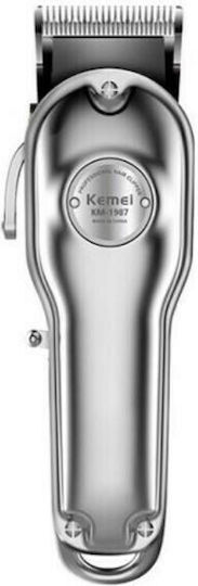 Kemei Επαγγελματική Επαναφορτιζόμενη Κουρευτική Μηχανή Ασημί KM-1987