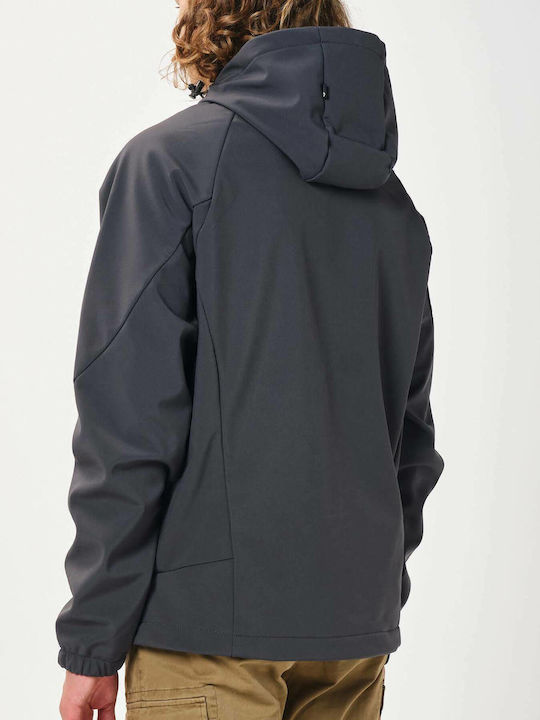 Χειμωνιάτικο Μπουφάν Softshell Αδιάβροχο και Αντιανεμικό Dark Grey