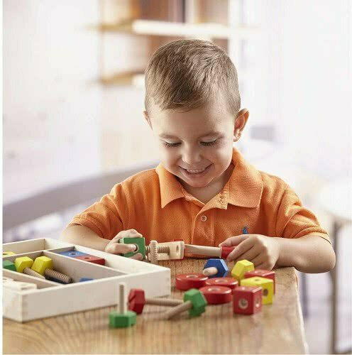 Melissa & Doug Wooden Construction Toy Construction Building Set in a Box for Children 4+ years old+ Years