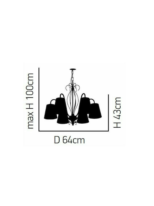 Home Lighting Senso Πολυέλαιος 6xE14 Ø64cm με Καπέλα Καφέ 77-3668