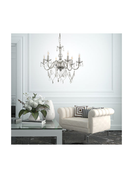 Inlight 5314-8 Полилей 8xE14 Ø75см с Свещи Прозрачен 5314-8-CLEAR