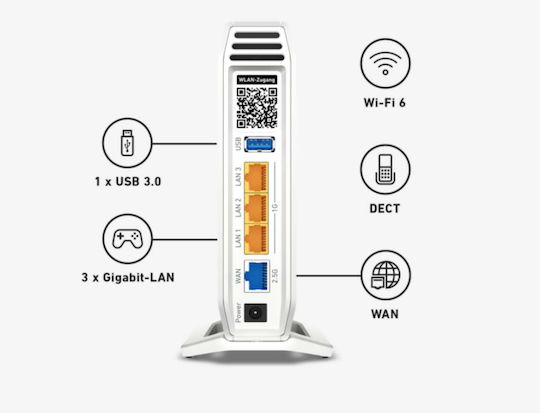 AVM FRITZ!Box 4060 Drahtlos Router Wi-Fi 6 mit 3 Anschlüssen Gigabit Ethernet