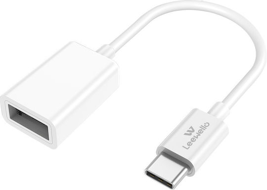 Leewello Μετατροπέας USB-C male σε USB-A female Λευκό 1τμχ YPX-024
