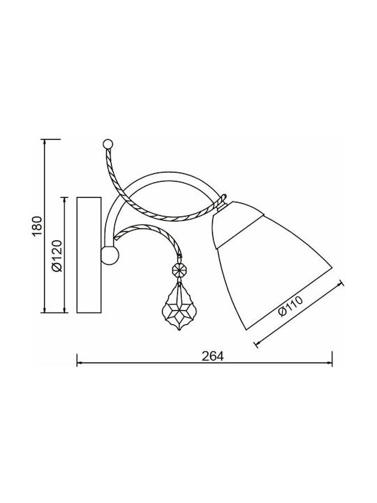 Aca Classic Wall Lamp with Socket E27 White Width 11cm