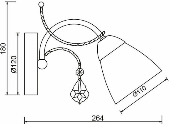 Aca Quince Classic Lamp Wall with Socket E27 White 11x5x26.4cm