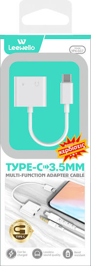 Leewello Μετατροπέας USB-C male σε USB-C 2x female Λευκό 1τμχ