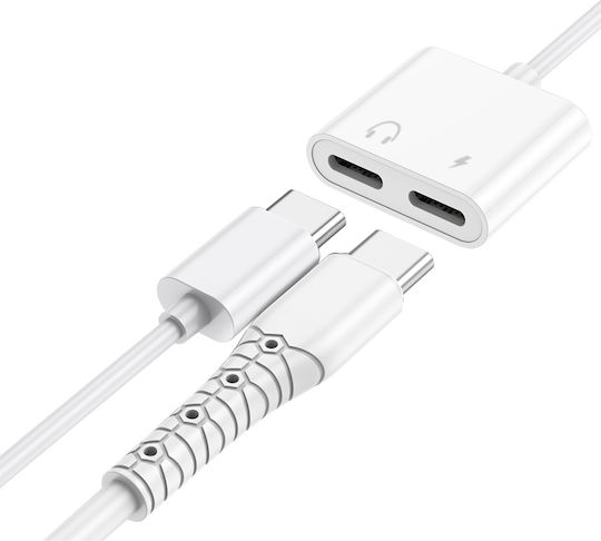 Leewello Μετατροπέας USB-C male σε USB-C 2x female Λευκό 1τμχ