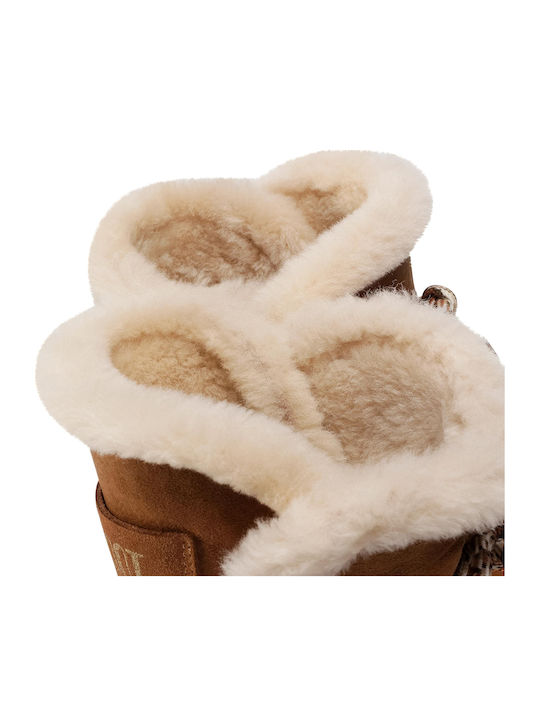 Snow Boots with Laces & Fur Side High Shearling Whisky/Off White