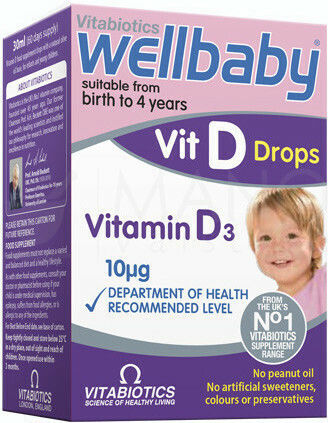 Vitabiotics Wellbaby Vit D drops Vitamin D3 Vitamin für Stärkung des Immunsystems & die Knochengesundheit 400iu 10mg 30ml