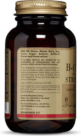 Solgar B-Complex with Vitamin C Πολυβιταμίνη για Ενέργεια & Ενίσχυση του Ανοσοποιητικού 100 ταμπλέτες