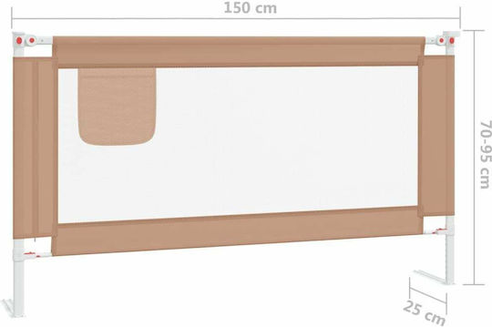 vidaXL Pliabil Bară de protecție pentru pat Montaj simplu în Culoare Maro 150x25x95εκ. 1buc