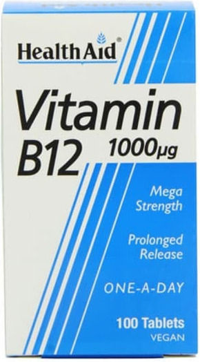 Health Aid B12 100 Tabs Βιταμίνη για την Υγεία του Νευρικού Συστήματος 1000mcg 100 ταμπλέτες