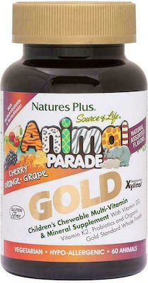 Nature's Plus Animal Parade GOLD Vitamina pentru Întărirea Sistemului Imunitar Cireș Portocală Strugure 60 tablete masticabile