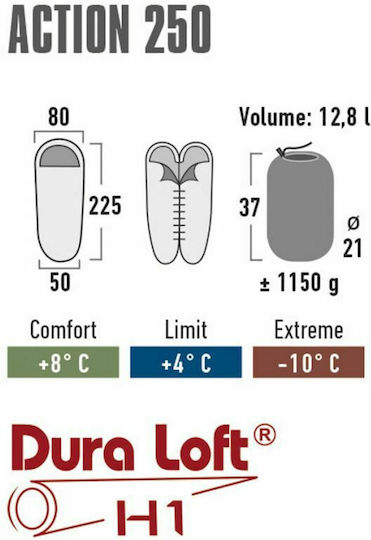 High Peak Sleeping Bag Μονό 2 Εποχών Action 250